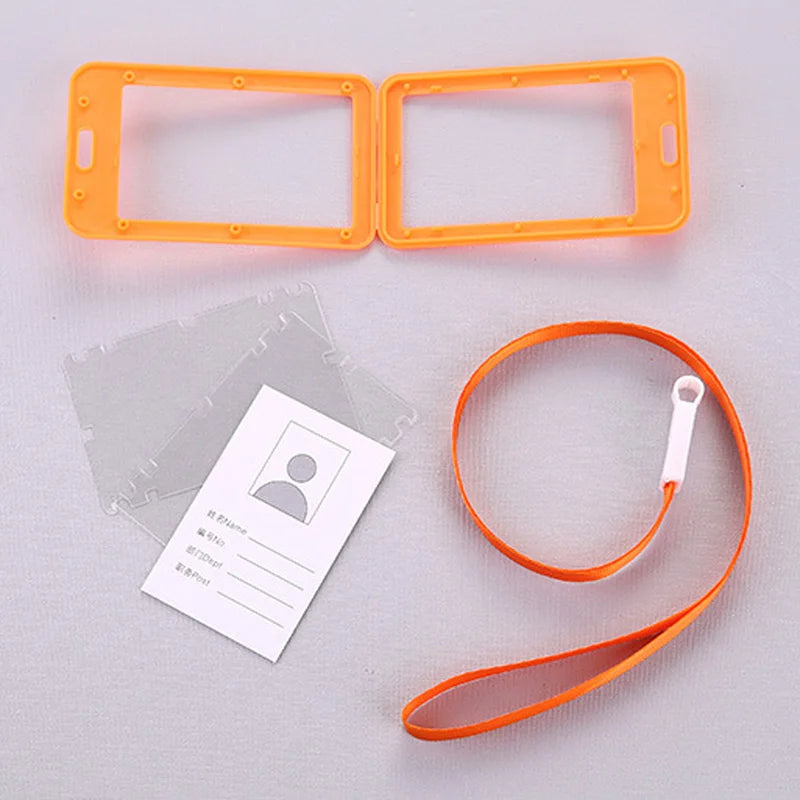 Portable Colorful Employee Plastic ID Card Holder Name Tag Lanyard Neck Strap staff work card Office & Stationery Supplies