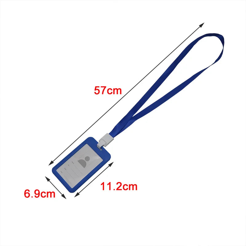 Portable Colorful Employee Plastic ID Card Holder Name Tag Lanyard Neck Strap staff work card Office & Stationery Supplies