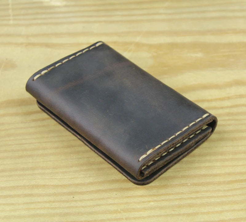 Handmade Genuine Leather Card Wallet  Leather Card Holder Men small Purse Credit ID card Holder Women Business Card case MC-412