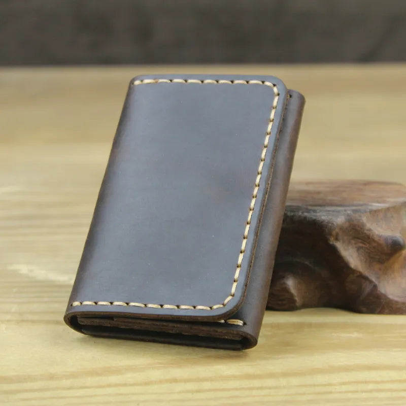 Handmade Genuine Leather Card Wallet  Leather Card Holder Men small Purse Credit ID card Holder Women Business Card case MC-412