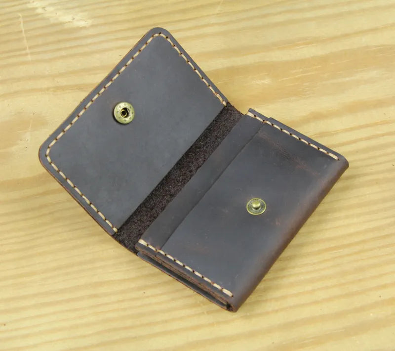 Handmade Genuine Leather Card Wallet  Leather Card Holder Men small Purse Credit ID card Holder Women Business Card case MC-412
