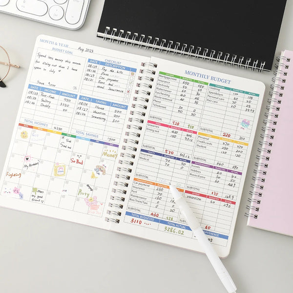 50 sheets Budget Planner Monthly Bill Organizer PVC Hardcover Budget Book For Savings Debt Expense Tracking Notebook