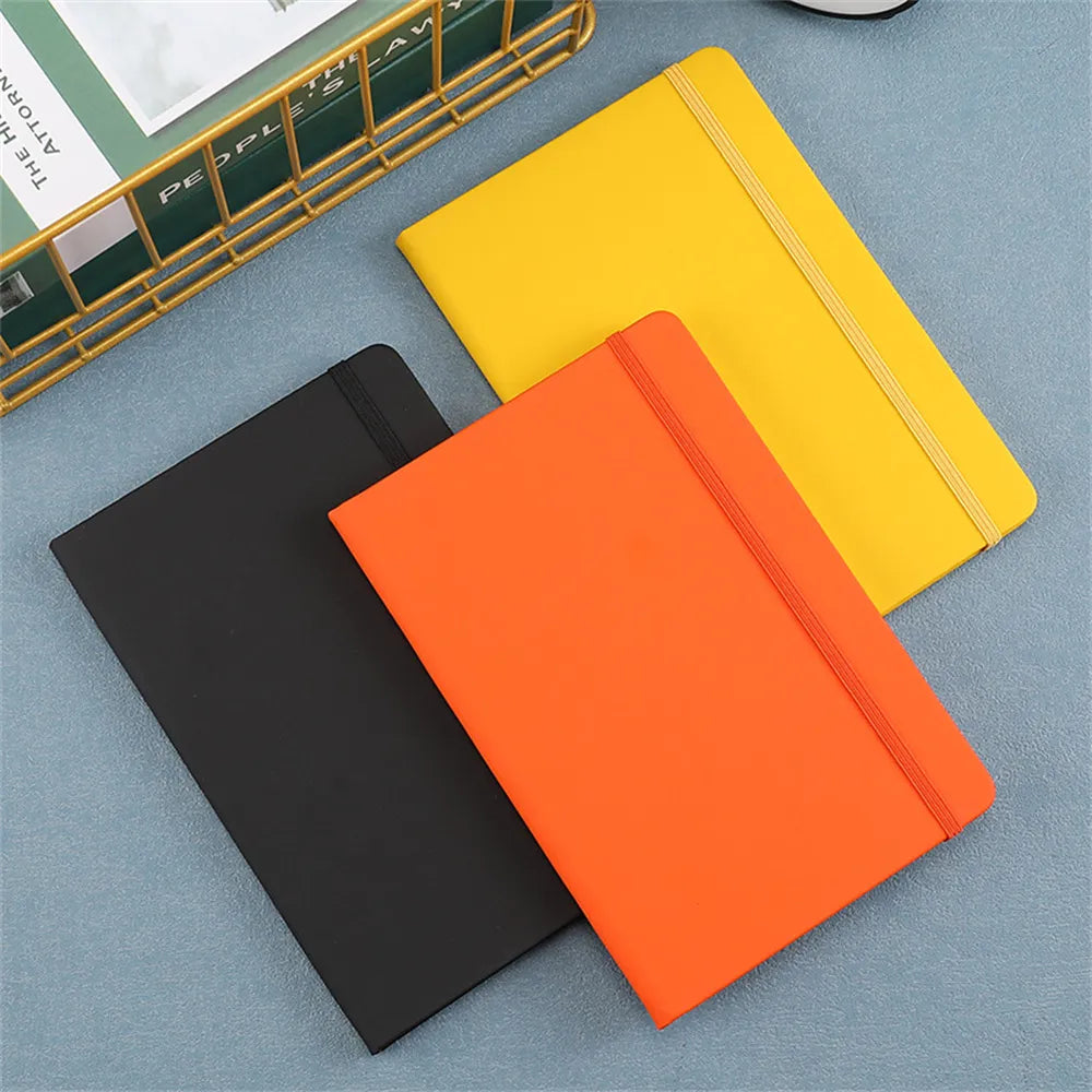 Horizontal Line Notebook A5 200 Pages Journal Planner Diary Agenda Hard Cover Solid Color Notepad With Elastic School Supplies