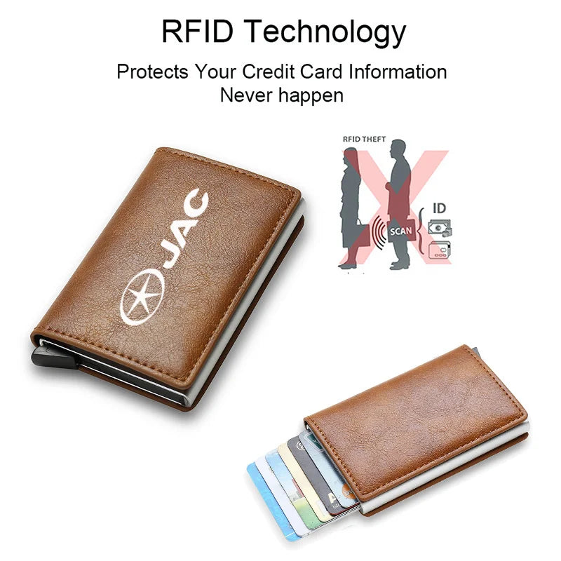 Carbon Fiber Card Holder Wallets Men Women RFID Leather Slim Mini Wallet For JAC Refine J3 J2 S5 A5 J5 J6 J4 Vapour S2 T8