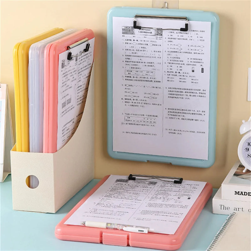 A4 Plastic Clipboard with File Box Case Document File Folders Clipboard Writing Pad With Storage For Paperwork Nurse Stationery