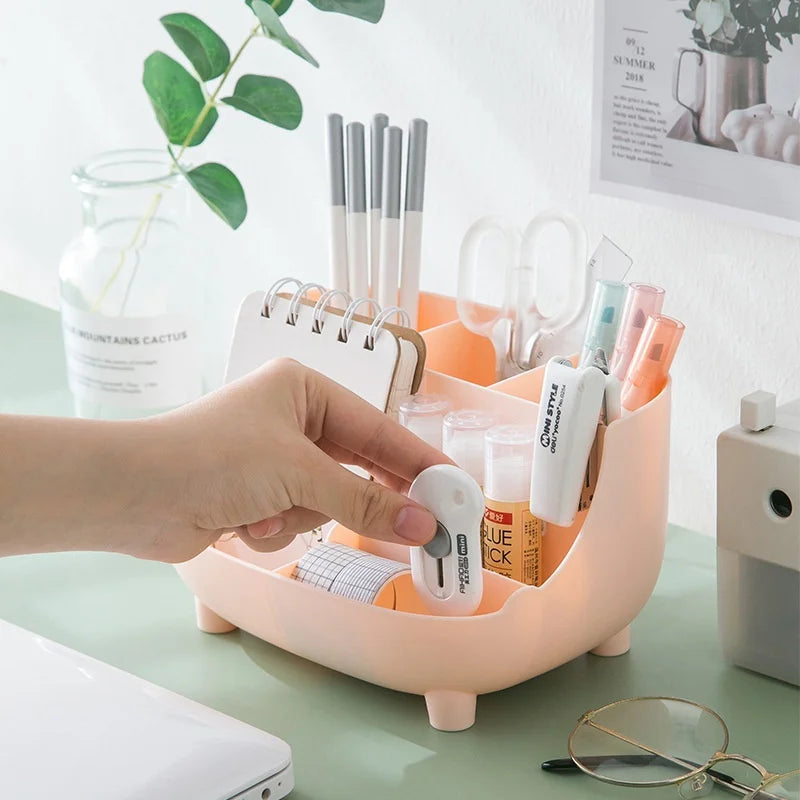 Creative 6 Gird Desktop Organizer Pen Holder Multifunctional Desk Makeups Pencil Storage Stand Box School Office Stationery