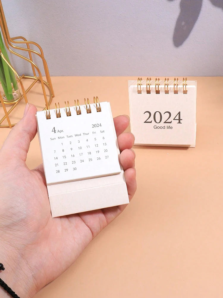 1 Piece Mini 2024 desk Calendar portable table ornament Calendar Student 2024 Agenda Plan Desk Calendar