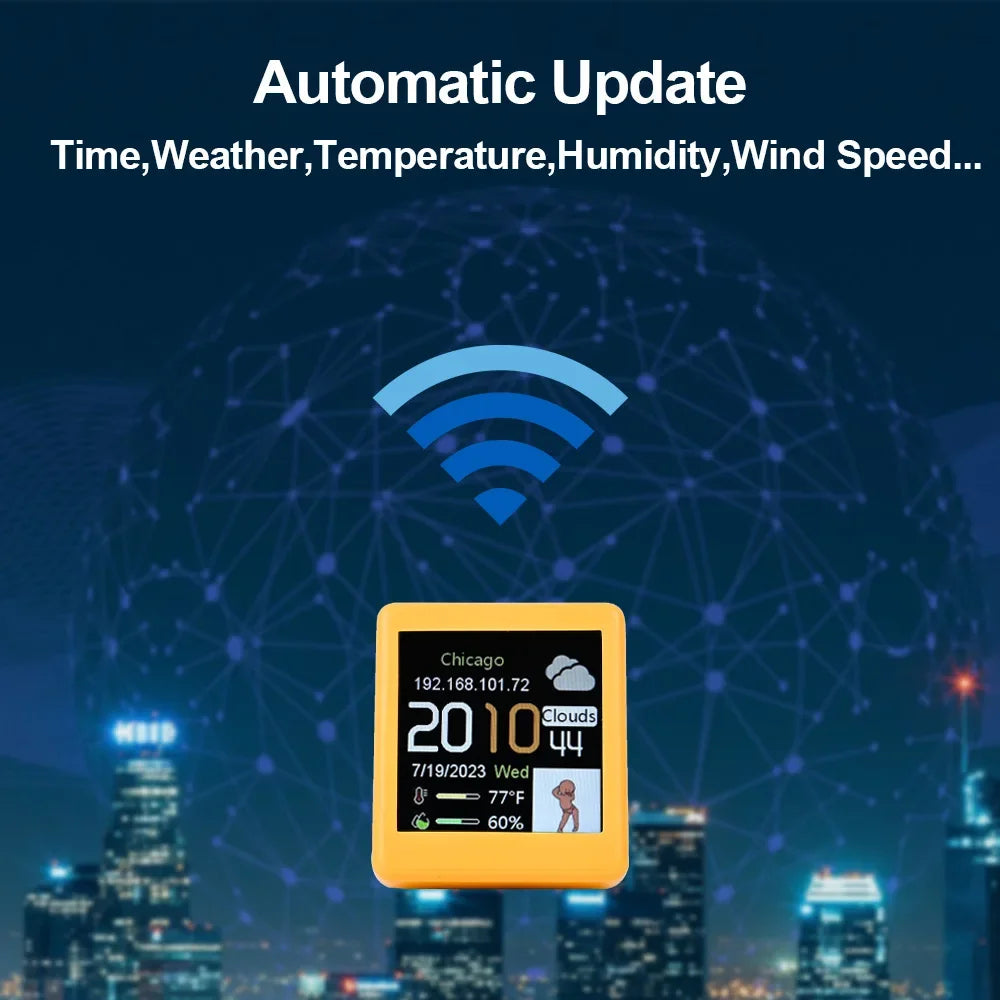 MINI Size Smart Version Weather Station Electronic Desktop LED LCD Digital WiFi Table Clock Electronic Weather Station Calendar