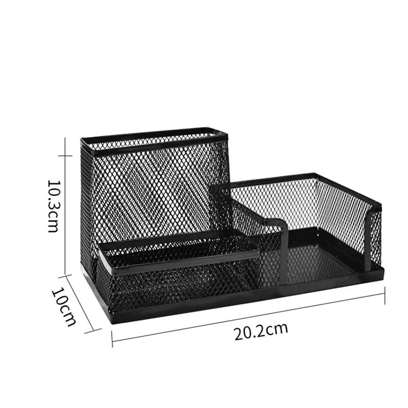 Combination Pen Holder Simple Metal Wrought Iron Three-grid Storage Pen Holder Student Stationery Storage Mucket School Supplie