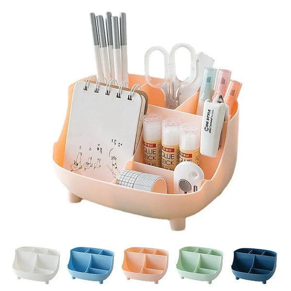 Creative 6 Gird Desktop Organizer Pen Holder Multifunctional Desk Makeups Pencil Storage Stand Box School Office Stationery
