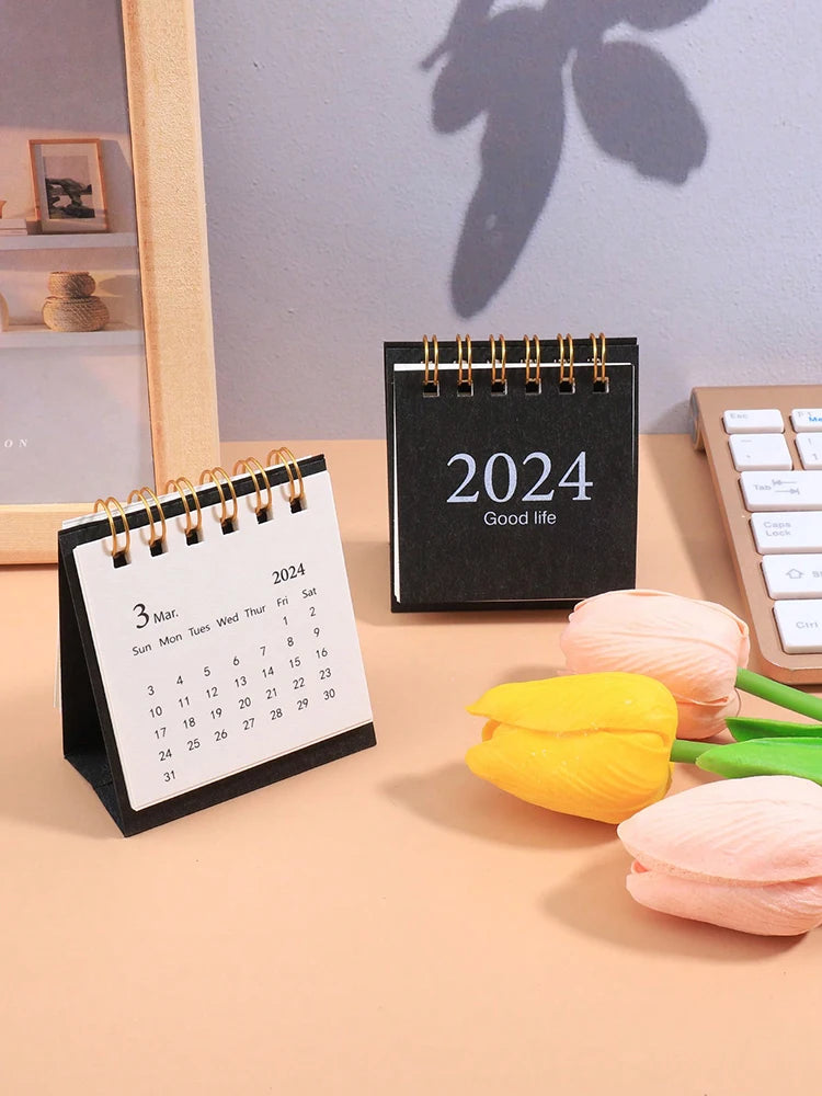 1 Piece Mini 2024 desk Calendar portable table ornament Calendar Student 2024 Agenda Plan Desk Calendar