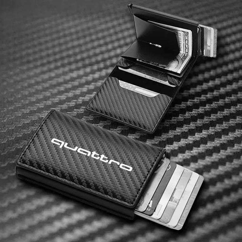 For Audi Quattro A3 A4 A5 A6 Cardholder Carbon Fiber Rfid Credit Card Holder Men Wallets Bank Cardholder PU Leather Wallets 2023