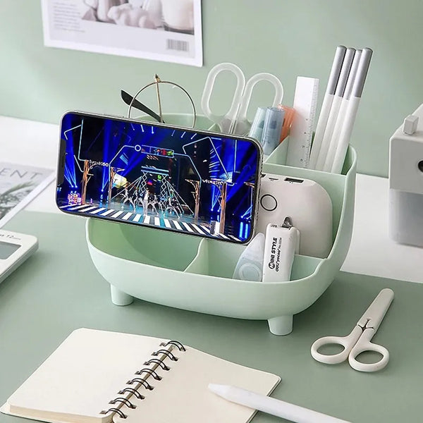 Creative 6 Gird Desktop Organizer Pen Holder Multifunctional Desk Makeups Pencil Storage Stand Box School Office Stationery