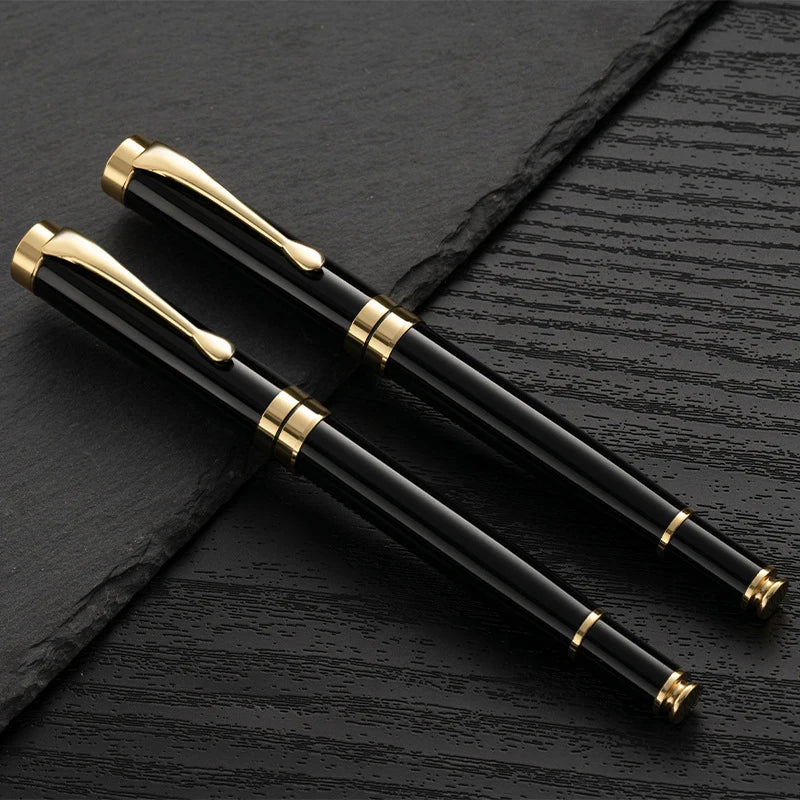 Golden Text Custom Engraving Fountain Pen Ink Gift School Supplies 2024 Stationery Men Luxury High Quality Writing Office Metal