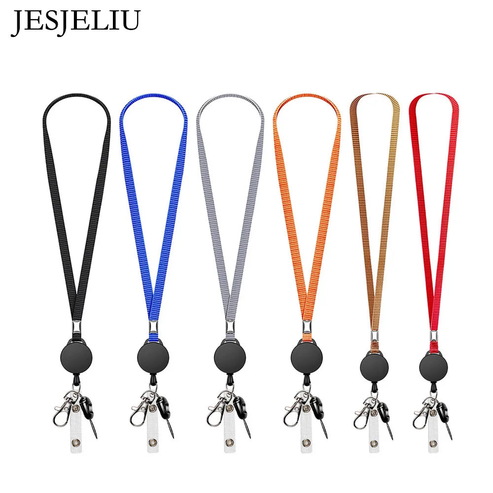 Neck Strap Key Chain Lanyard Card Holder Badge Reel Phone Key Ring ID Name Card Nurse Retractable Badge Holder Office Supplies