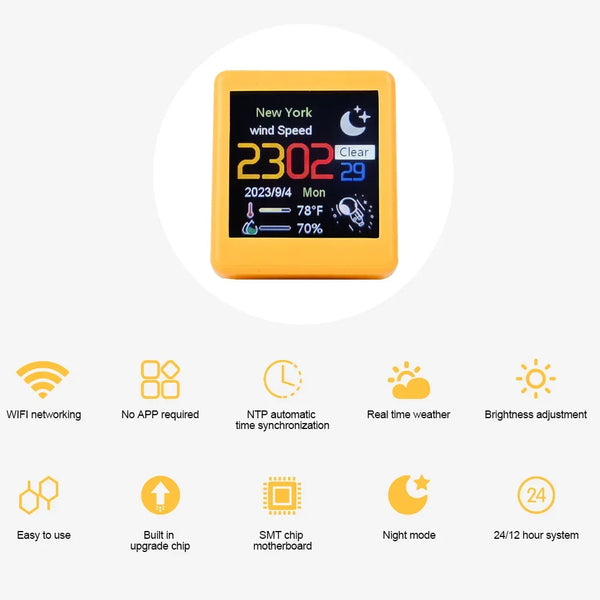 MINI Size Smart Version Weather Station Electronic Desktop LED LCD Digital WiFi Table Clock Electronic Weather Station Calendar