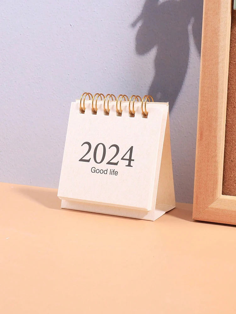 1 Piece Mini 2024 desk Calendar portable table ornament Calendar Student 2024 Agenda Plan Desk Calendar