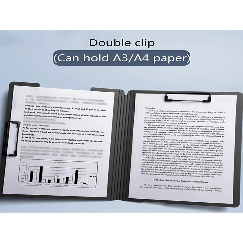 Bview Art 1Pcs Waterproof Fold with Double Clips Clipboard A4/A3 File Cover Folder Write Draw Pad Clip Organizer Office Supplies