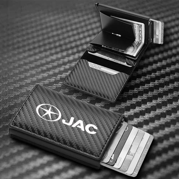Carbon Fiber Card Holder Wallets Men Women RFID Leather Slim Mini Wallet For JAC Refine J3 J2 S5 A5 J5 J6 J4 Vapour S2 T8