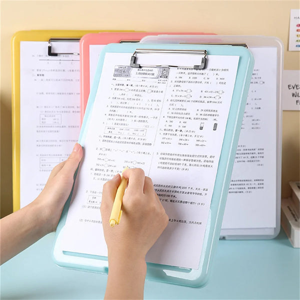 A4 Plastic Clipboard with File Box Case Document File Folders Clipboard Writing Pad With Storage For Paperwork Nurse Stationery