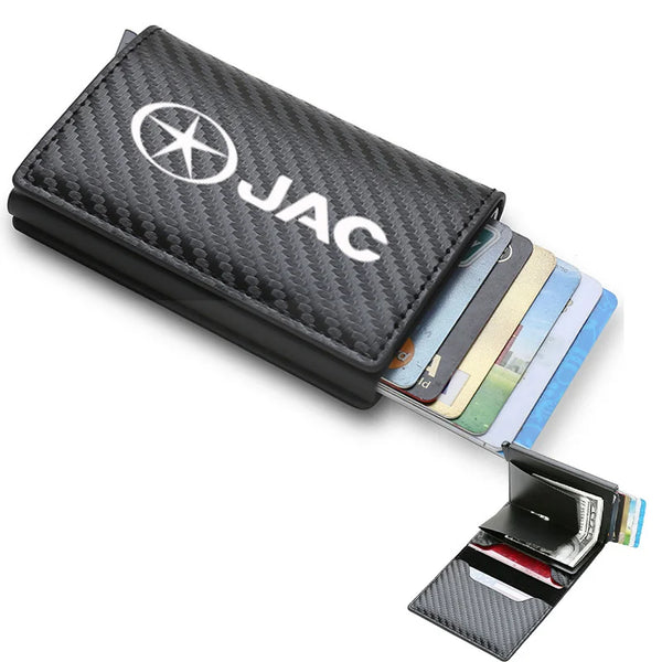 Carbon Fiber Card Holder Wallets Men Women RFID Leather Slim Mini Wallet For JAC Refine J3 J2 S5 A5 J5 J6 J4 Vapour S2 T8