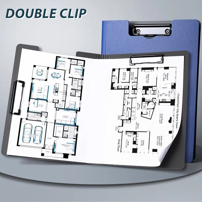 A3/A4 Profile Clipboard Double Clip Clip Board 100 Sheets Office Documents Organizer Writing Pad Paper Storage File Folders