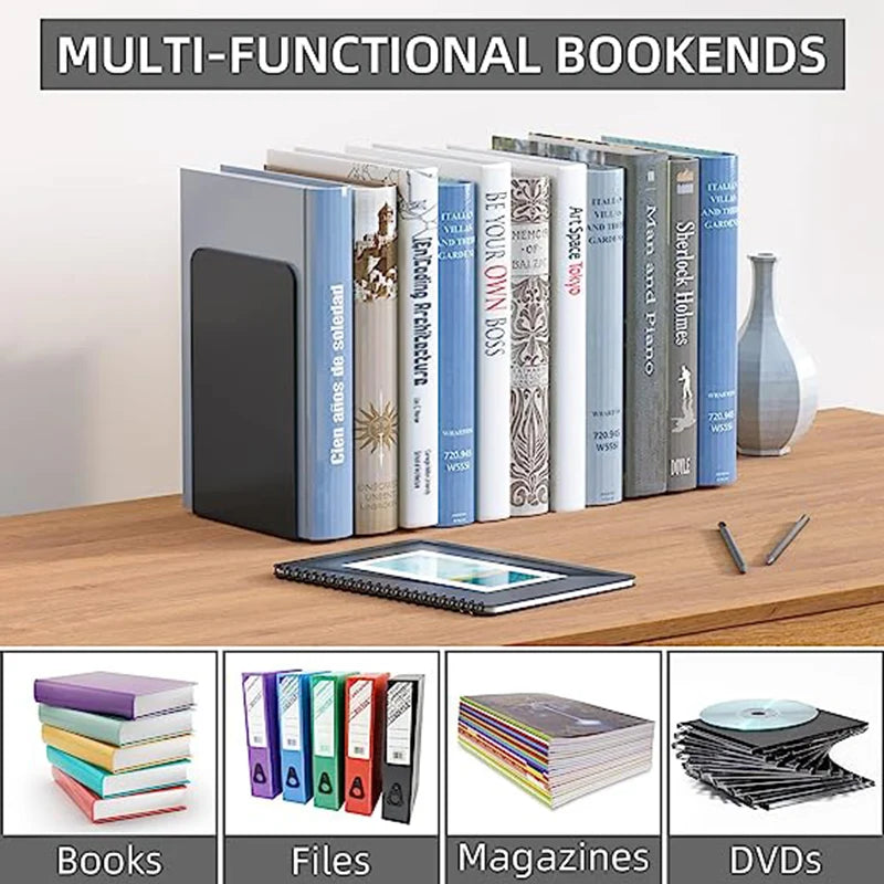 Simple ins wind book stand metal desktop book stand student book block large thickened 2 pieces storage rack stationery black