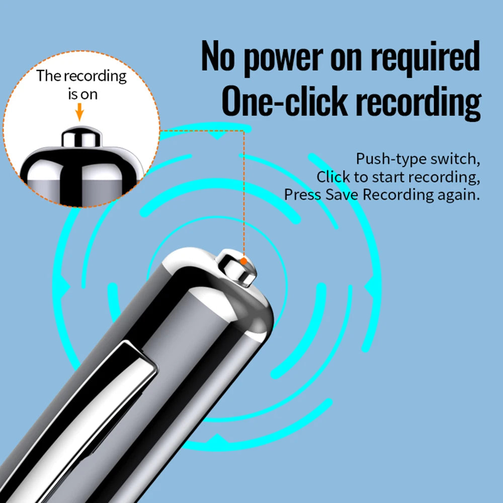 Portable Voice Recorder Professional Sound Dictaphone Voice Activated Noise Reduction Recording Pen Long Time Audio Recorder