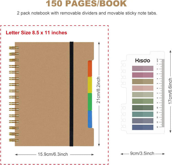 A5 Hardcover Large Spiral Notebook,Subject Spiral Notepad,Index Planner Journal with Dividers,Spiral Note Book with Sticky Notes