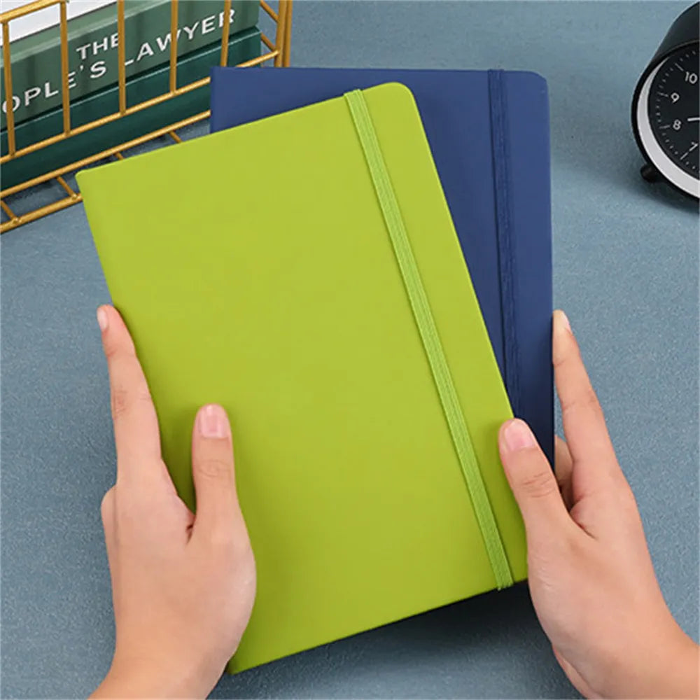 Horizontal Line Notebook A5 200 Pages Journal Planner Diary Agenda Hard Cover Solid Color Notepad With Elastic School Supplies