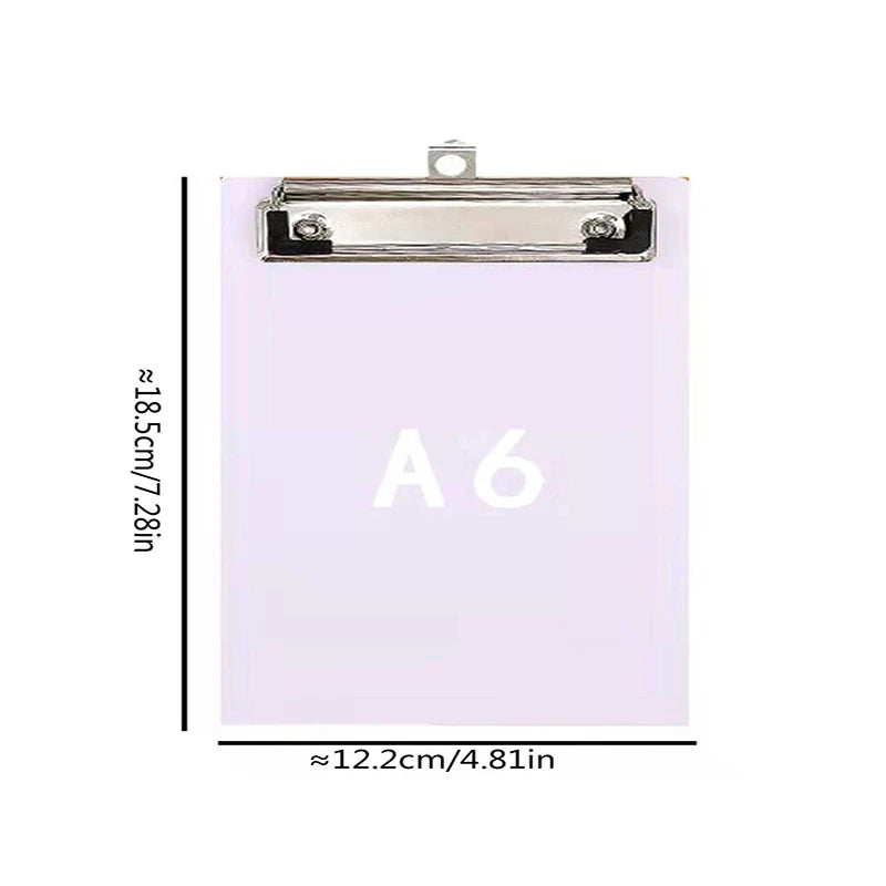 Bview Art 1pcs Clipboards with Low Profile Metal Clip Standard A6 Size with Hanging Clipboards For Office Stationery Supplies