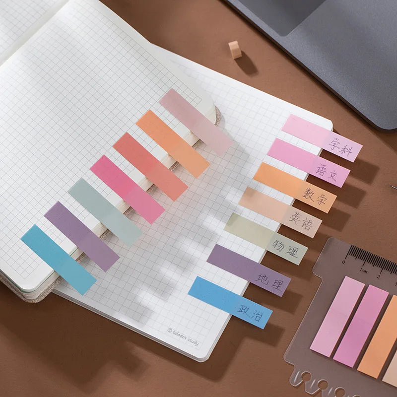 200 Pcs Multicolor Sticky Index Tabs Strip Index Tabs Writable Page Sticky Notes With Ruler For Page Marking Classify File