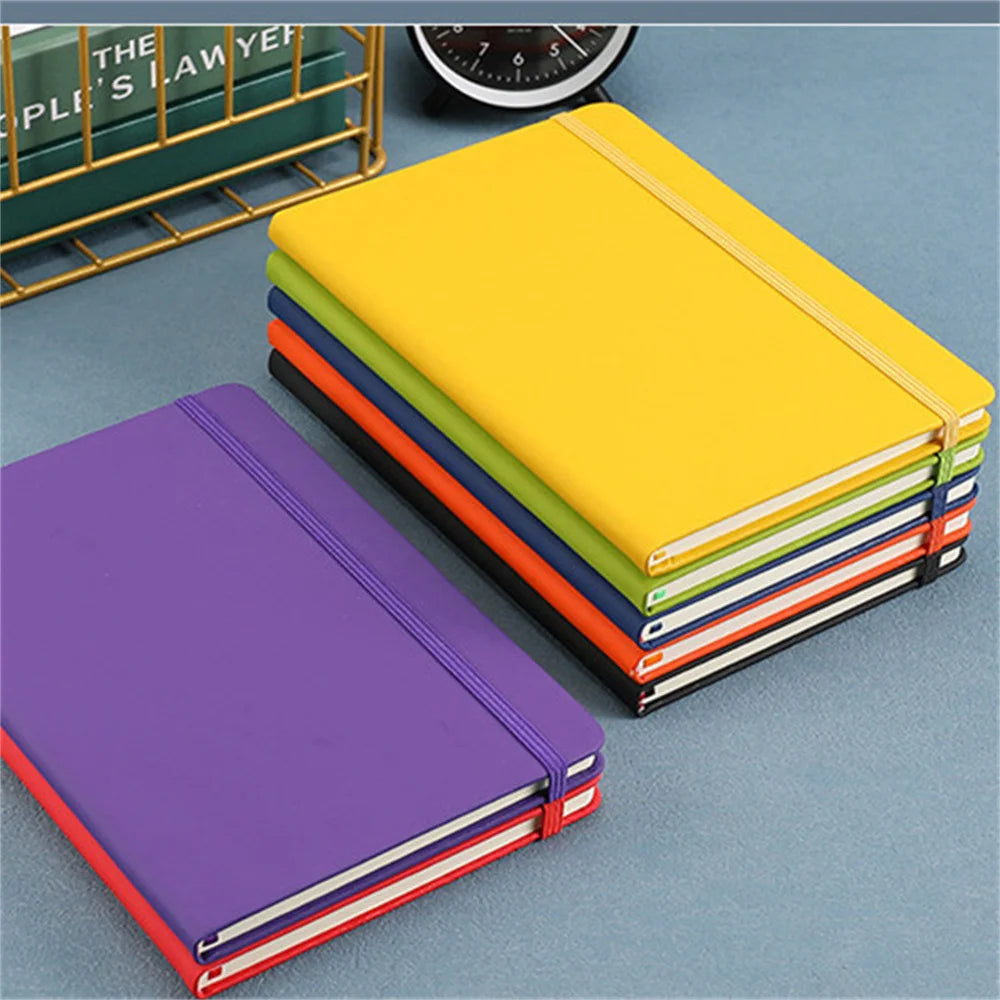 Horizontal Line Notebook A5 200 Pages Journal Planner Diary Agenda Hard Cover Solid Color Notepad With Elastic School Supplies